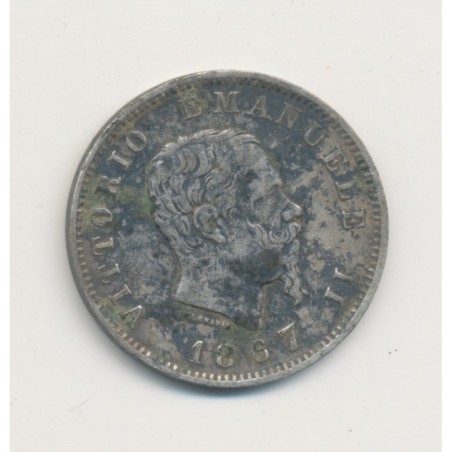Italie - 1 Lire 1867 MBN - Vittorio Emmanuel II - argent - TB+