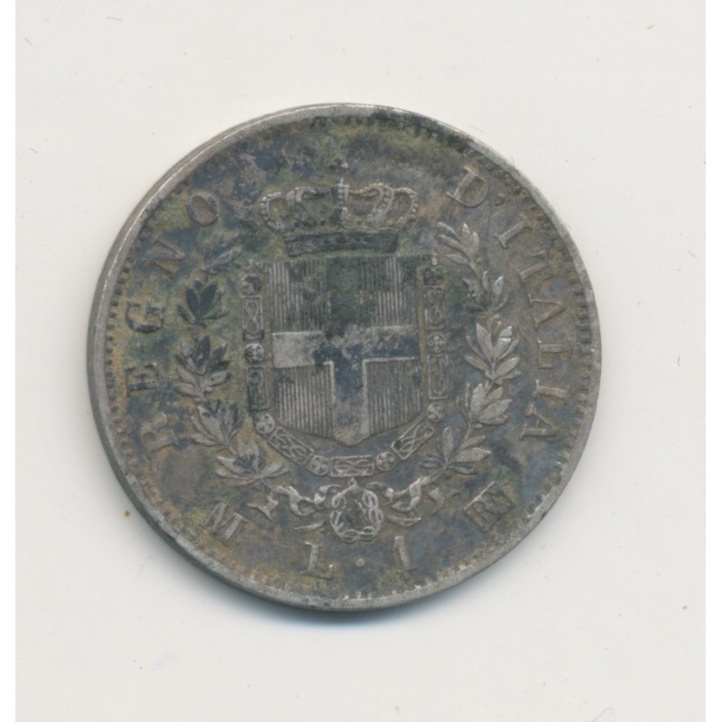Italie - 1 Lire 1867 MBN - Vittorio Emmanuel II - argent - TB+