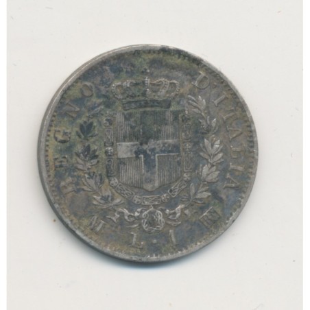 Italie - 1 Lire 1867 MBN - Vittorio Emmanuel II - argent - TB+