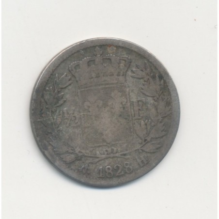 1/2 Franc Charles X - 1828 H La Rochelle - B/TB