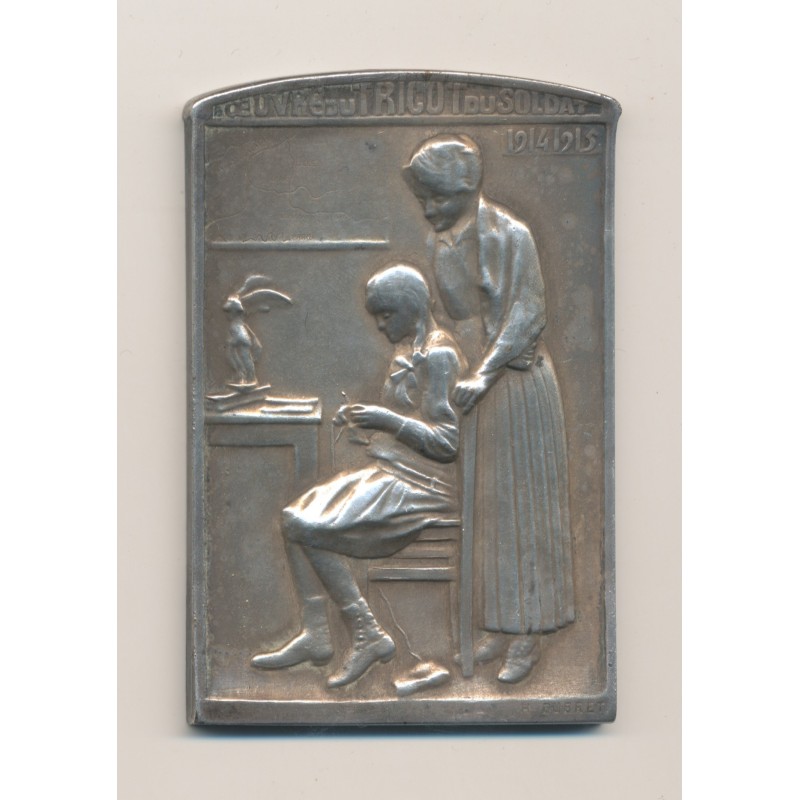 Plaquette - Oeuvre du tricot du soldat - 1915-1915 - bronze argenté - H.Dubret - TTB+