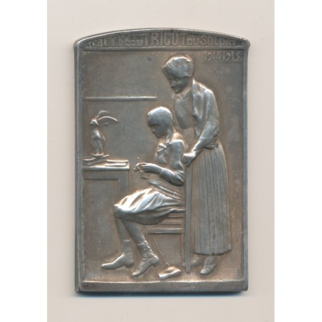 Plaquette - Oeuvre du tricot du soldat - 1915-1915 - bronze argenté - H.Dubret - TTB+