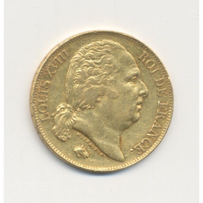 Louis XVIII - 20 Francs Or - 1817 Q Perpignan - Buste nu - TTB+