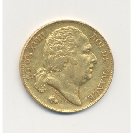 Louis XVIII - 20 Francs Or - 1817 Q Perpignan - Buste nu - TTB+