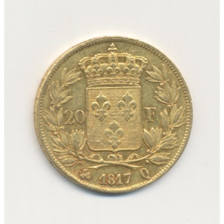 Louis XVIII - 20 Francs Or - 1817 Q Perpignan - Buste nu - TTB+
