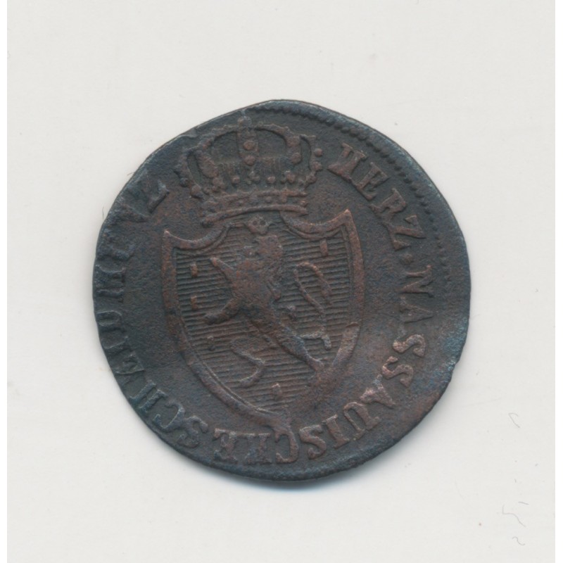 Allemagne - 1/4 Kreuzer 1819 - Nassau - cuivre - TB+