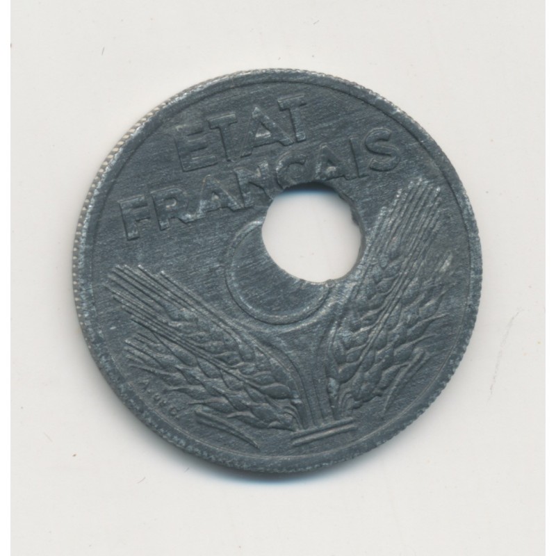 Monnaie Fautée - 10 Centimes 1943 État Français - trou décalé - zinc - TTB+