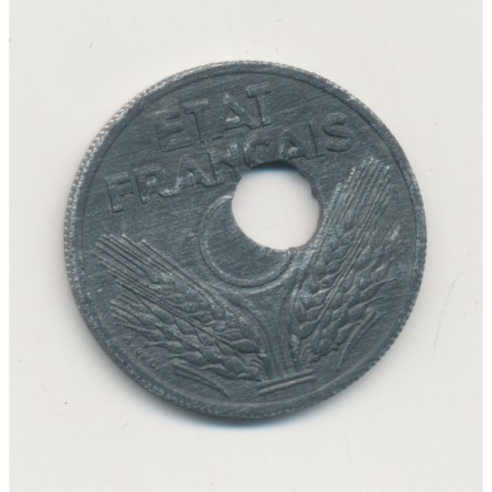 Monnaie Fautée - 10 Centimes 1943 État Français - trou décalé - zinc - TTB+