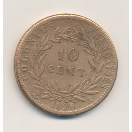 Colonies générales - 10 centimes 1828 A Paris - Charles X - TTB