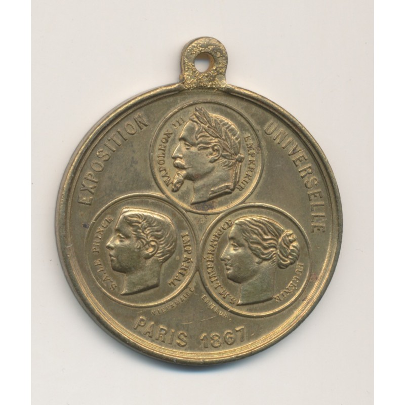 Médaille - Exposition universelle Paris 1887 - Inauguration du palais 1867 - laiton - 36mm - TTB+