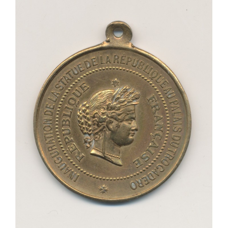 Médaille - Exposition universelle Paris 1878 - inauguration statue - laiton 32mm - SUP
