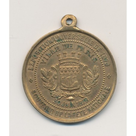 Médaille - Exposition universelle Paris 1878 - inauguration statue - laiton 32mm - SUP