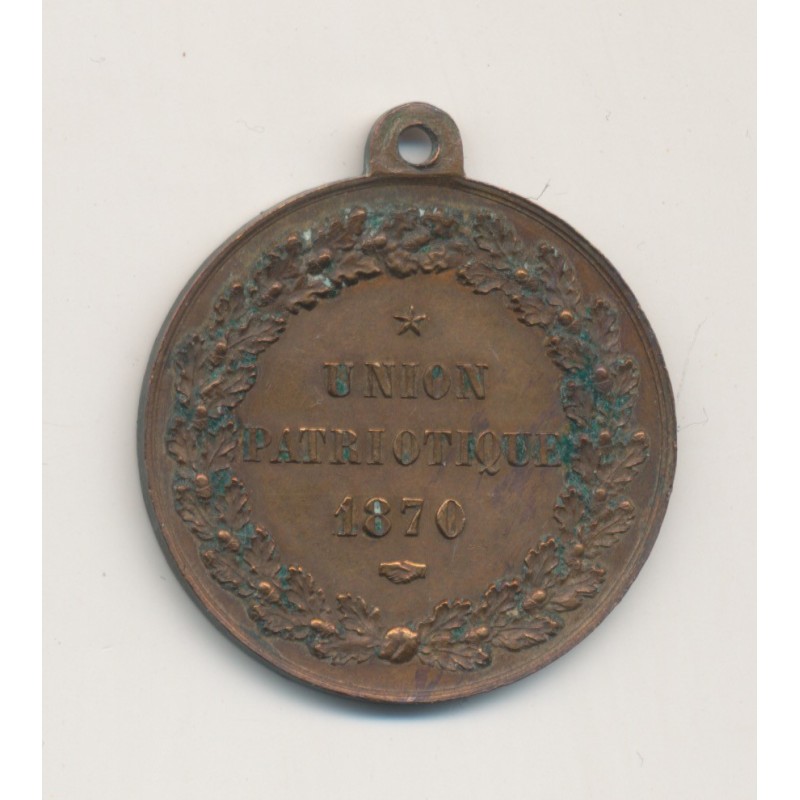 Médaille - Union patriotique 1870 - garde mobile - laiton 28mm - SUP+