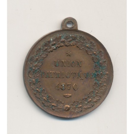 Médaille - Union patriotique 1870 - garde mobile - laiton 28mm - SUP+