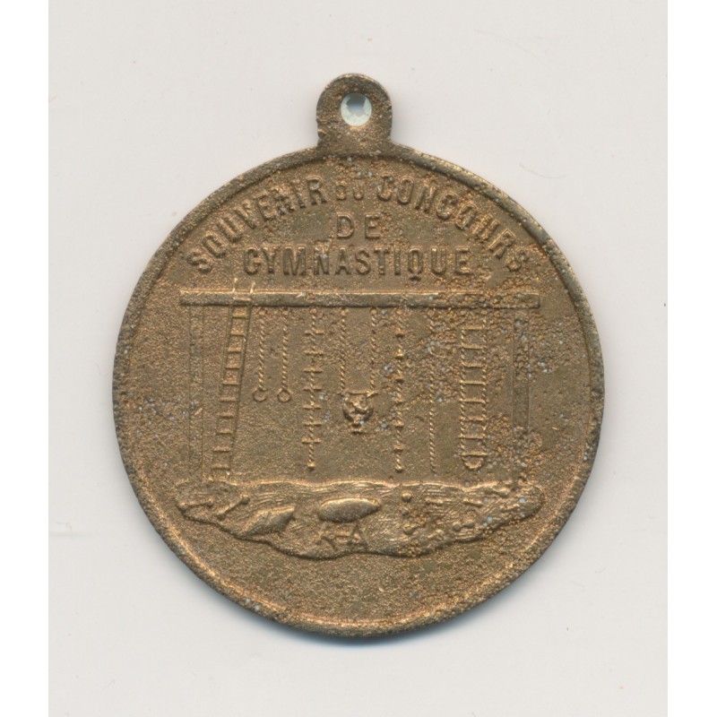 Médaille - concours gymnastique - Lille 1877 - laiton 35mm - TB