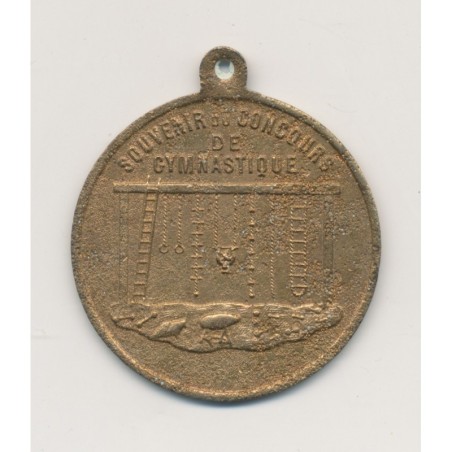 Médaille - concours gymnastique - Lille 1877 - laiton 35mm - TB