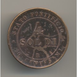 Vatican - 4 Soldi/20 Centesimi - 1866 R - cuivre - TTB+ 2