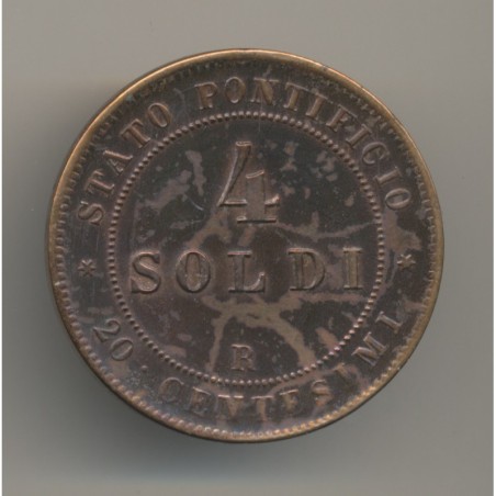 Vatican - 4 Soldi/20 Centesimi - 1866 R - cuivre - TTB+