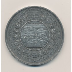 Médaille - Inauguration canal de Suez 1869 - Ferdinand de lesseps - étain - 50mm - TTB+