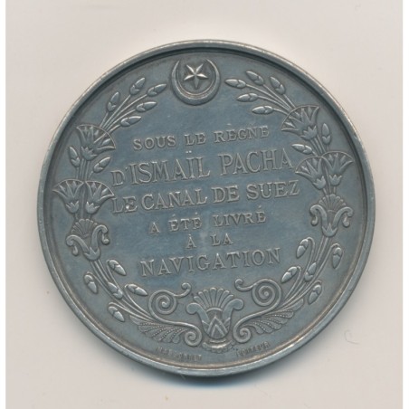 Médaille - Inauguration canal de Suez 1869 - Ferdinand de lesseps - étain - 50mm - TTB+