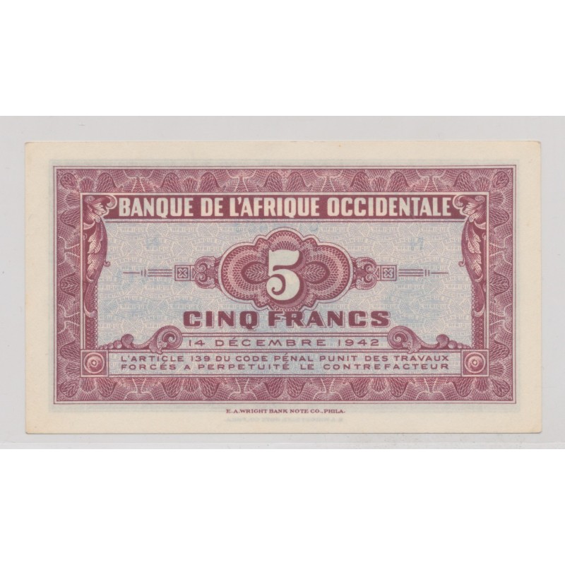 Afrique occidentale - 5 Francs 1942 - SUP+