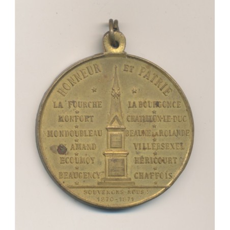 Médaille - Francs tireurs des 2 sèvres - 1870-1871 - laiton 40mm - TTB+