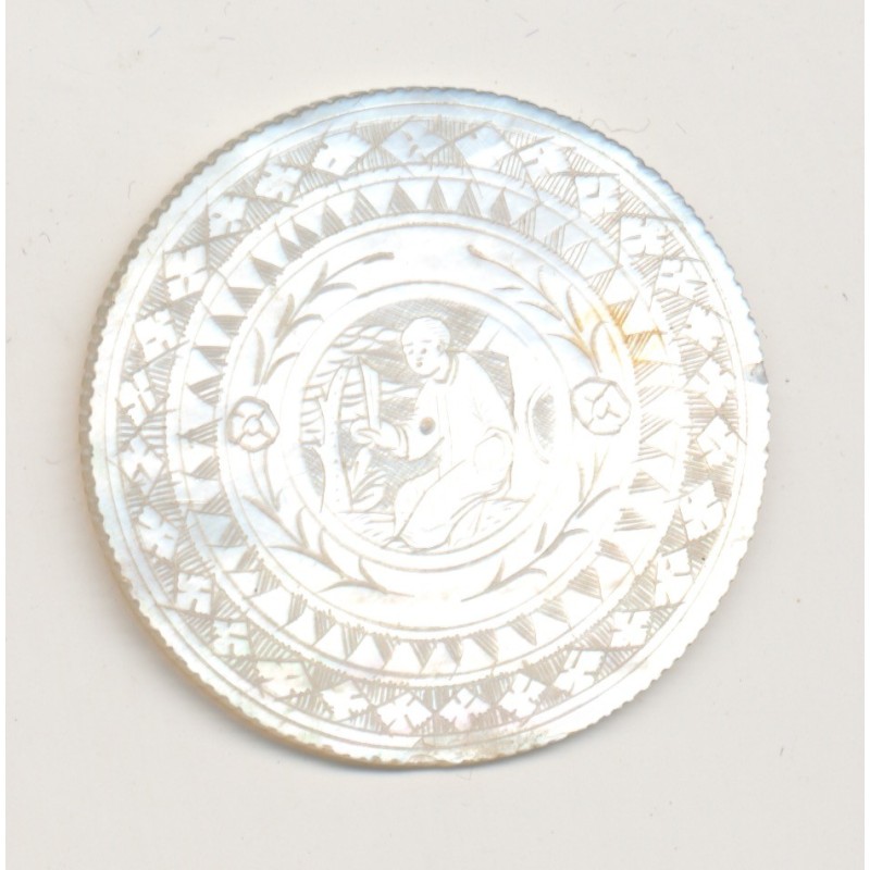 Chine - Jeton de jeux - nacre - 19e - TTB+