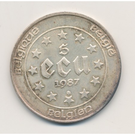 5 Ecu 1987 - Belgique - argent - Charles Quint