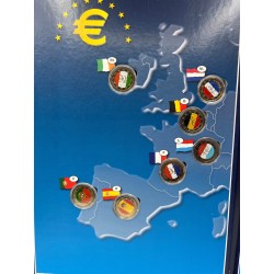 Coffret collecter - 2 Euro 10 ans euro 2009 - Drapeaux en couleur - 16 monnaies 2