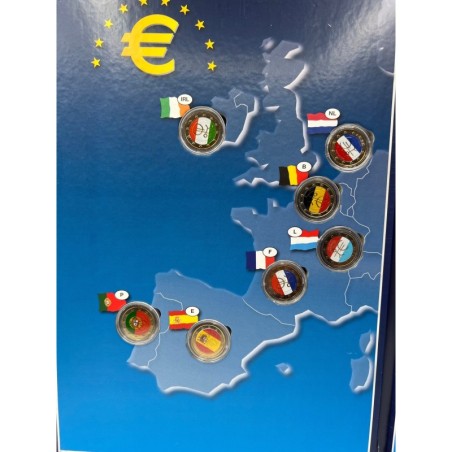Coffret collecter - 2 Euro 10 ans euro 2009 - Drapeaux en couleur - 16 monnaies