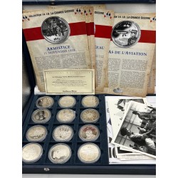 Coffret 12 Médailles - la grande guerre 1914-1918 - cupronickel - 41mm - FDC