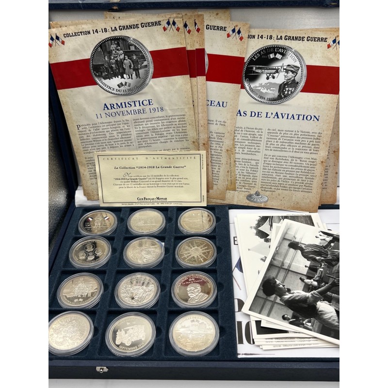Coffret 12 Médailles - la grande guerre 1914-1918 - cupronickel - 41mm - FDC