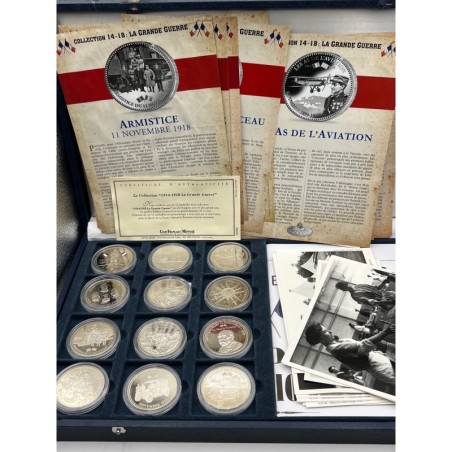 Coffret 12 Médailles - la grande guerre 1914-1918 - cupronickel - 41mm - FDC