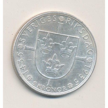 Suède - 5 Kronor 1955 - Gustaf V - argent - SUP