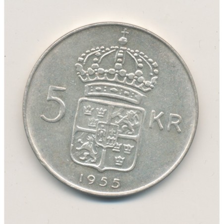 Suède - 5 Kronor 1955 - Gustaf VI - argent - SUP