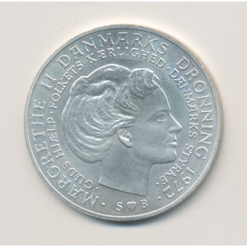 Danemark - 10 Kroner 1972 - Frederik IX et Margrethe II - argent - SUP