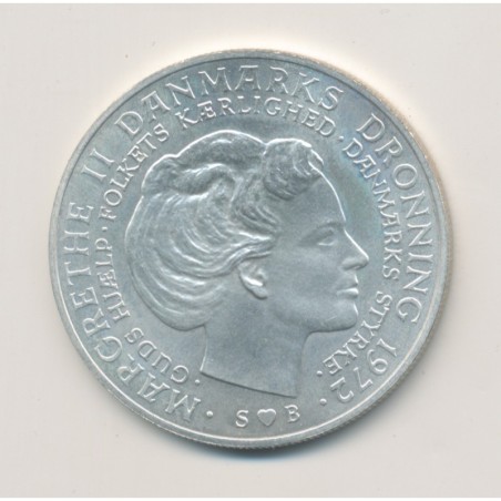 Danemark - 10 Kroner 1972 - Frederik IX et Margrethe II - argent - SUP