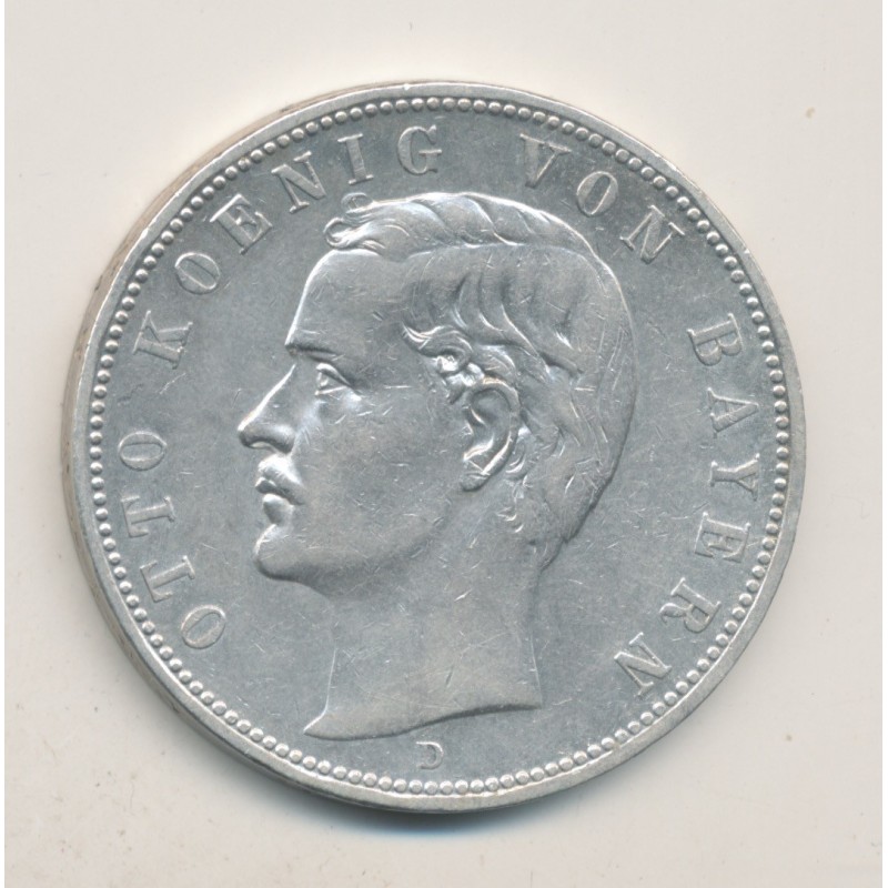 Allemagne - 5 Mark 1907 D Munich - Bayern - argent - TTB+