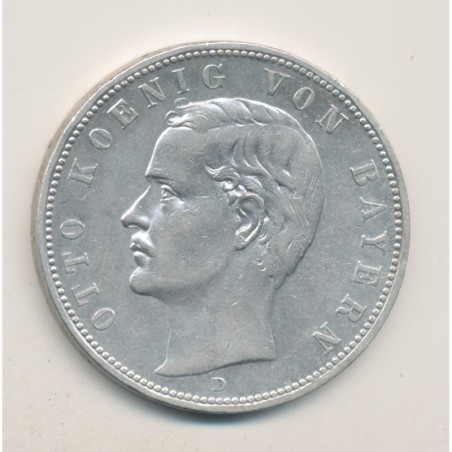 Allemagne - 5 Mark 1907 D Munich - Bayern - argent - TTB+