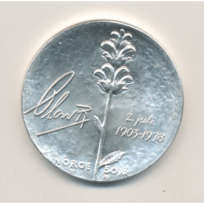 Norvège - 50 Kroner 1978 - 75e anniversaire Olaf V - argent - SPL