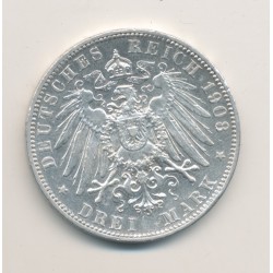 Allemagne - Prusse - 3 Marks - 1908 A Berlin - argent - TTB+ 2