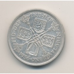 Angleterre - 1 Florin 1936 - George VI - argent - TTB+  2