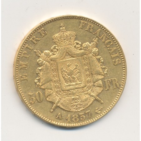 50 Francs Or - 1857 A Paris - Napoléon III - Tête nue - TTB+