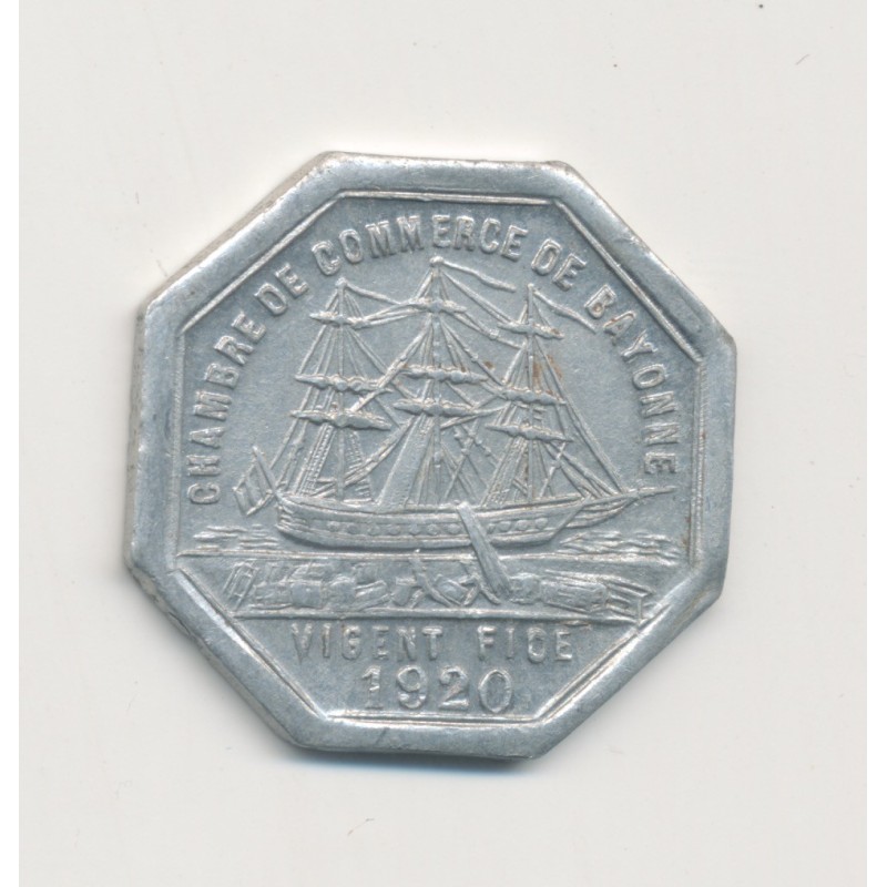 Département 64 - 25 centimes 1920 bayonne - alu - TTB+