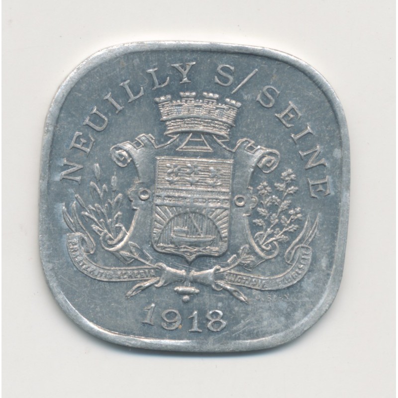 Département 92 - 20 Centimes 1918 Neuilly sur seine - alu - SUP+