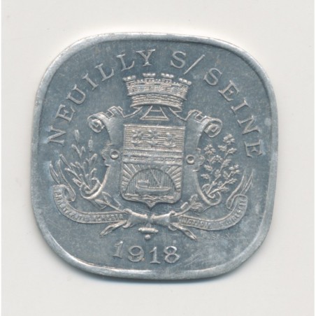 Département 92 - 20 Centimes 1918 Neuilly sur seine - alu - SUP+