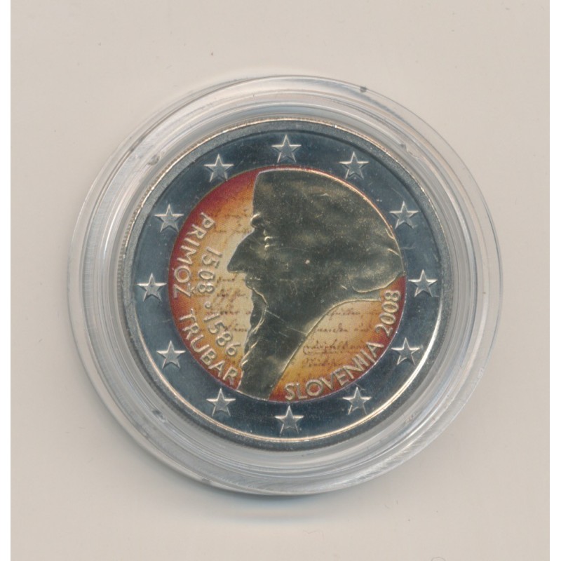 2 Euro couleur - Slovénie 2008 - 500e anniversaire naissance primoz trubar