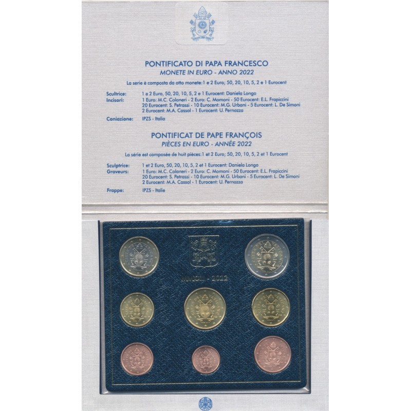 BU Vatican 2022 - 8 Pièces 1 Cent à 2€ - Armoiries du Vatican  - 8.000 ex