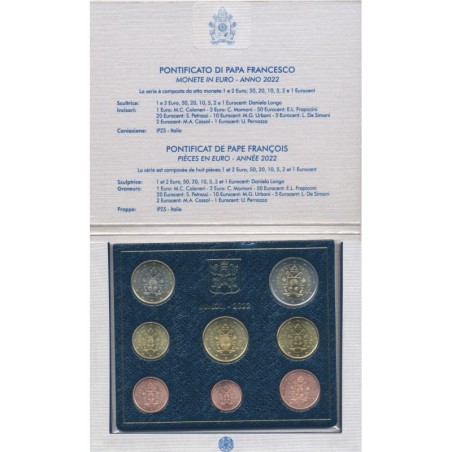 BU Vatican 2022 - 8 Pièces 1 Cent à 2€ - Armoiries du Vatican  - 8.000 ex