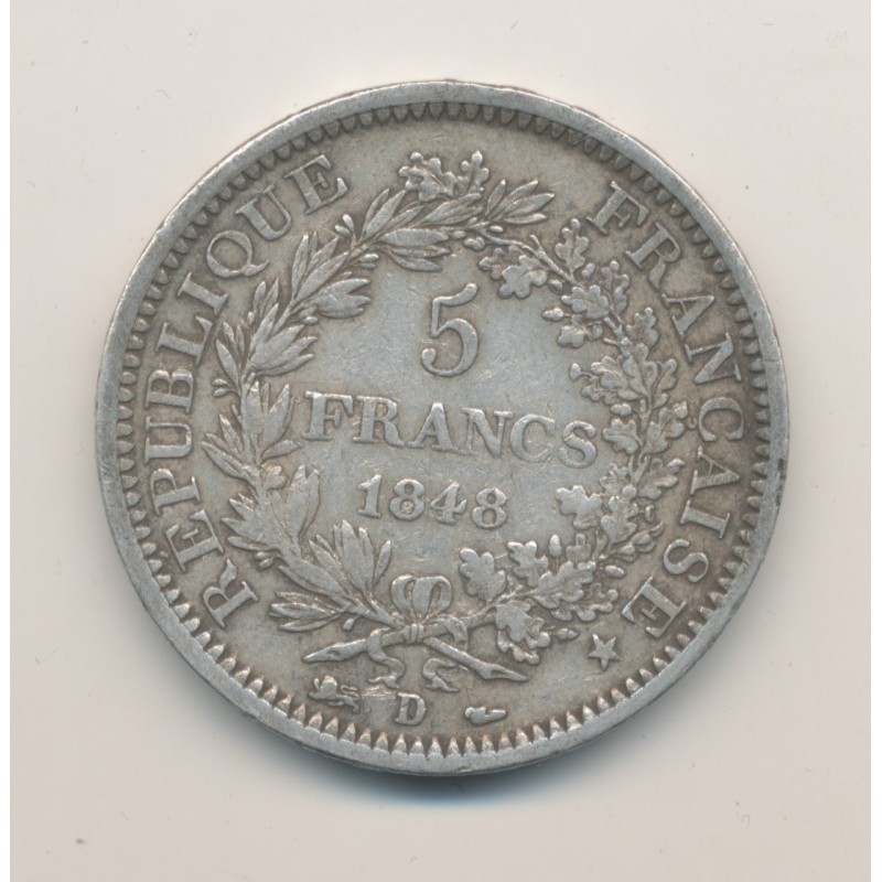 5 Francs Hercule - 1848 D Lyon - TB+